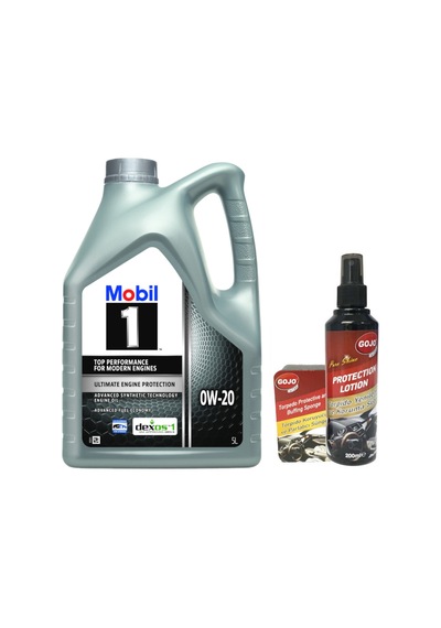 Mobil 1 0W-20 Tam Sentetik Motor Yağı 5 L + Gojo Araç Bakım Seti