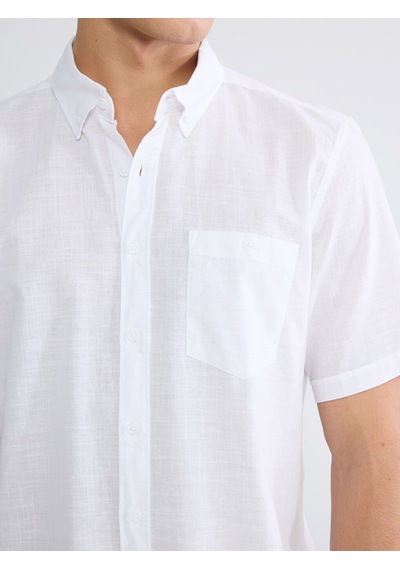Lcwaıkıkı Classic Beyaz Regular Fit Keten Karışımlı Erkek Gömlek