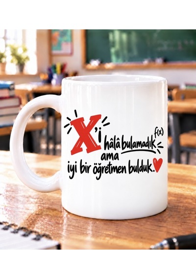 Matematik Öğretmeni Hediye Kupa- Öğretmenler Günü Özel Tasarım Beyaz