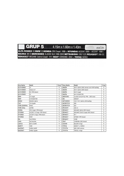 Guard Standart Grup 5 Oto Branda 1 Adet