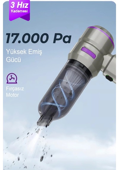 Kablosuz Taşınabilir Araç İçi El Süpürgesi 17000pa Güçlü Vakum 4 Ü 1 Arada Çok Amaçlı Temizlik 1 Adet