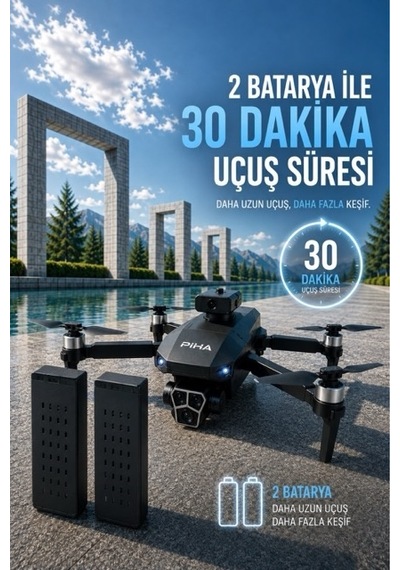 S130 Drone 2Batarya&30Dakika Uçuş 720p Çift Kamera Engelden Kaçınma Drone