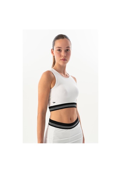Maraton Slimfit Kadın Bisiklet Yaka Beyaz- Bra Beyaz-