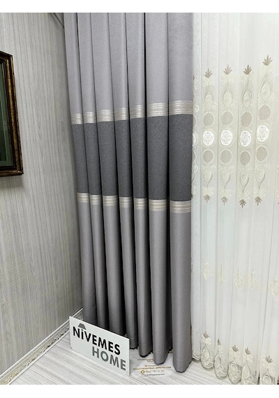 Nivemeshome Manavgat Gri Ft632113 V-5401 1/3 Sık Pileli Fon Perde Apm Gri