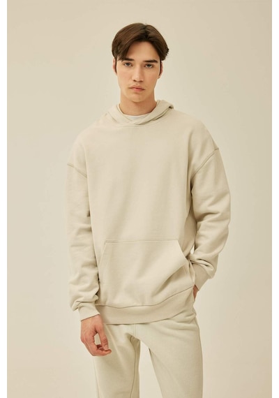 Defacto Comfort Regular Fit Rahat Kalıp Kapüşonlu Basic Sweatshirt B4446AX24SPGR437 Gri