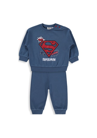 Civil Baby Superman Baskılı 3-18 Ay Takım - Mavi İndigo