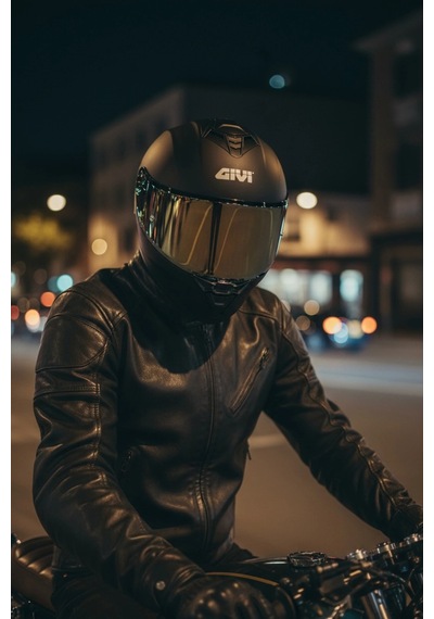 Gıvı 50.x Mat Siyah  1 Renkli 1 Şeffaf Vizörlü Motosiklet Kask Gold Vizör + Şeffaf