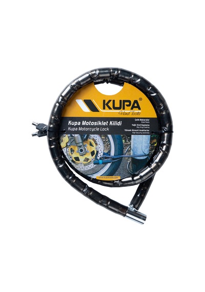Vinil Kaplı Çelik Kablolu Esnek Motosiklet Kilidi - 22 Mm - 150 Cm.