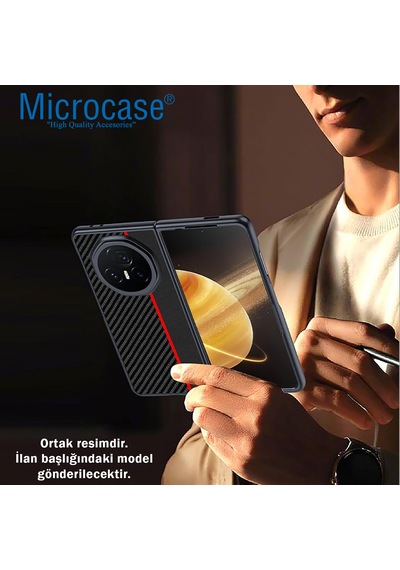 Microcase Huawei Mate X6 Şeritli Lüx Tasarım Kılıf-al5122 Siyah