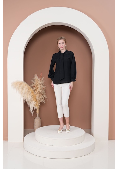 Rima Elegance Bağlamalı Bluz Siyah