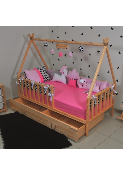 Markaawm Markaawm Montessori Çocuk Yatak Çekmeceli 90X190 Çadır Karyola