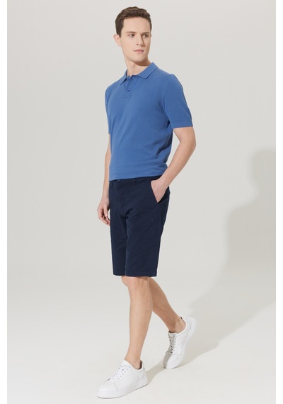AC&Co / Altınyıldız Classics Erkek Lacı Slim Fit Dar Kesim Yan Cepli Chino  Şort Lacivert