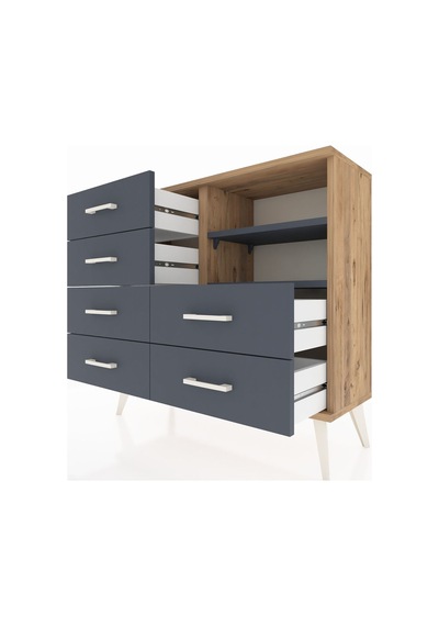 Arges Şifonyer 2 Raflı 6 Çekmeceli 88x30x80 Çam-antrasit Antrasit Arges Şifonyer 2 Raflı 6 Çekmeceli 88x30x80 Çam-antrasit Antrasit