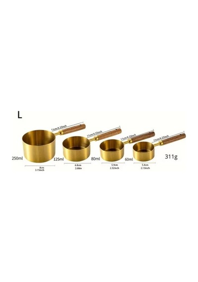 Perotti Vasto Gold Ahşap Saplı 4 Lü Ölçü Kaşığı Büyük Boy 17743 Altın