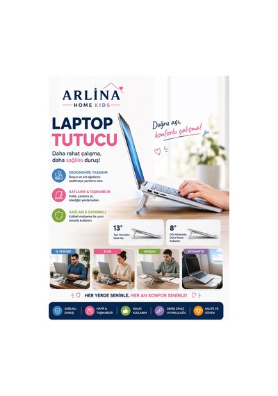Katlanabilir Yükseltici Laptop Standı Gri