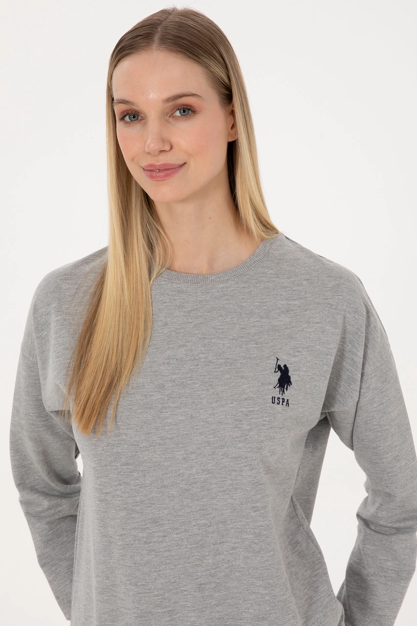 U.S. Polo Assn. Kadın Gri Melanj Pijama Takımı 50318899-VR086