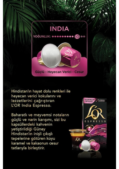 L'or Espresso Origin India Nespresso Uyumlu Alüminyum Kapsül Kahve 3 x 10'lu