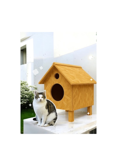 Kedi Evi Kedi Yuvası Kedi Barınağı 3 Kedi İçin 45x45x45 Cm İç Ve Dış Mekan