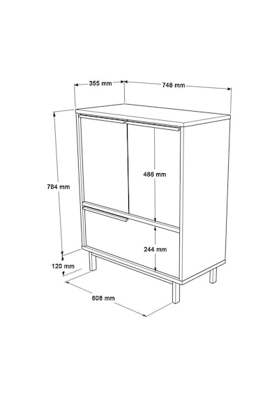 Yurudesign Ocean Ofis Dolabı 3 Kapaklı Metal Ayaklı Beyaz On8b-w Beyaz