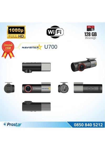 U700 Wifi 1080p 170 Geniş Açı Gece Görüşlü 128 Gb Destekli Akıllı Araç İçi Kamera