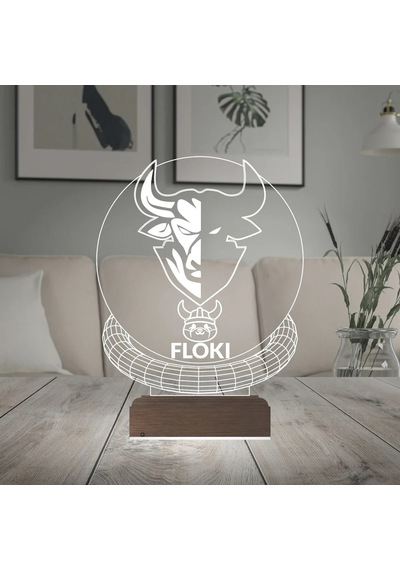 Luvivia Crypto Floki Coin Kripto Finans 3d Lamba - Masa Gece Lambası Şeffaf