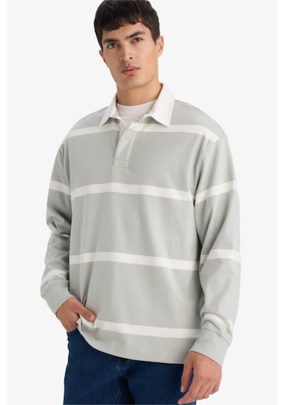 Defacto %100 Pamuk Çizgili Sweatshirt F9832ax26spgn1255 Yeşil-gn1255