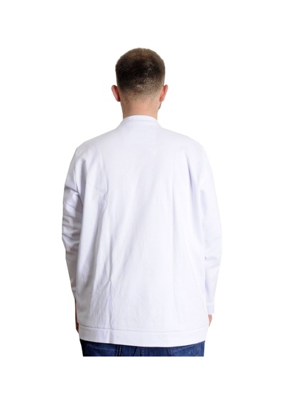 Mode Xl Büyük Beden Erkek Bisiklet Yaka Basic Sweat 22557 Beyaz 001