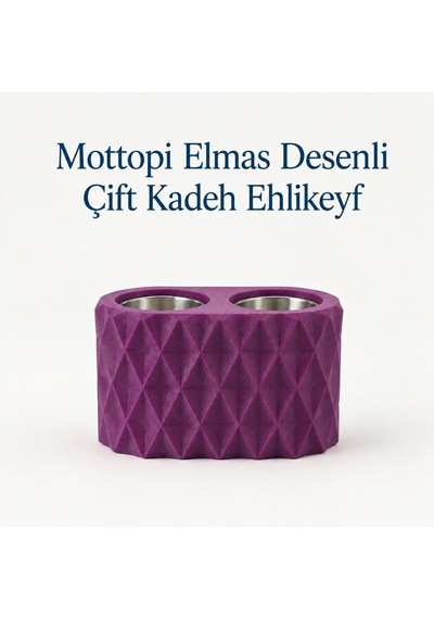 Mottopi Ehlikeyf Mor Elmas Desenli,2 Kadeh Yuvalı,metal İç Hazneli,termojelli Soğutucu-mor