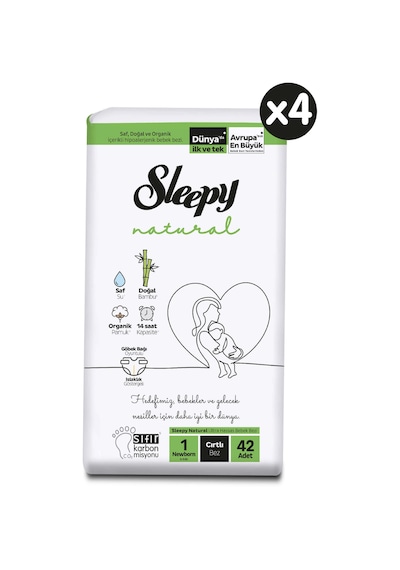 Sleepy Natural Bebek Bezi 1 Numara Yenidoğan Aylık Paket 168 Adet 4'lü