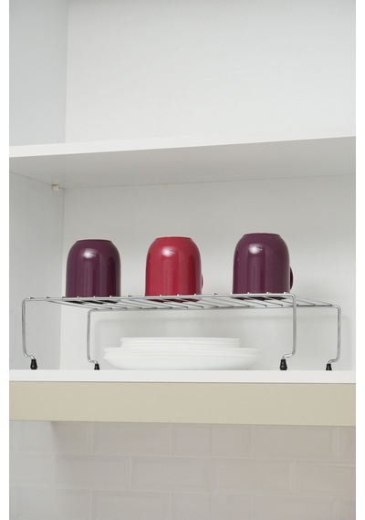 Genişletilebilir Krom Raf Dolap İçi Organizer Mutfak Ve Banyo Düzenleyici Büyük Boy Metal Gri Tr Diğer