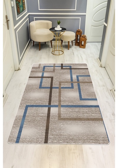 Modern Desenli Dijital Baskı Kaymaz Taban Halı H0948 Renkli