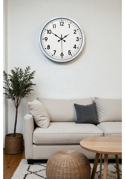 40 Cm Beyaz Metal Standart Duvar Saati Standart Metal Beyaz Kadran