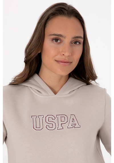 U.S. Polo Assn. Kadın Taş Şardonlu Kapüşonlu Basic Sweatshirt 50313566-VR049