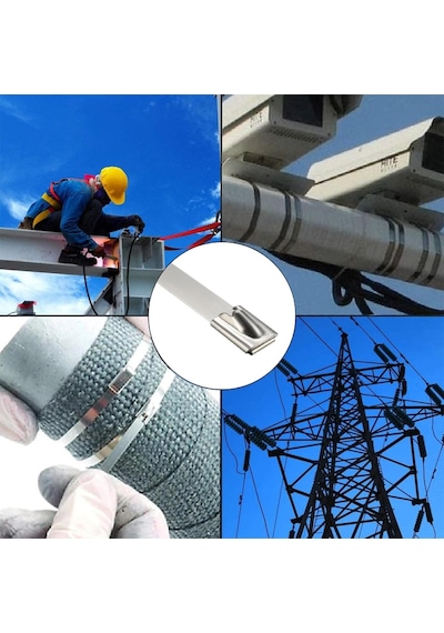 Badem10 Cırt Kelepçe Metal Paslanmaz Çelik Kablo Zip Bağı Çok Amaçlı Bağlama 4.6x200 10 Adet