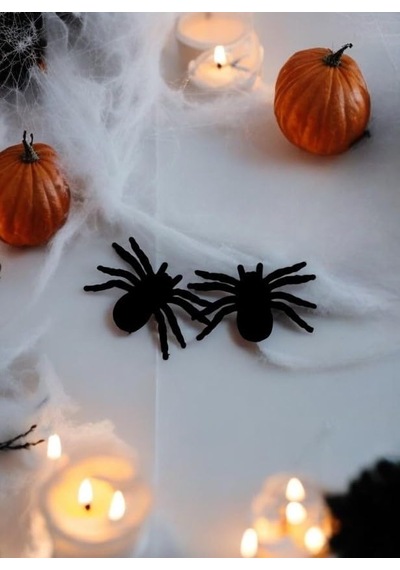 Halloween Örümcek 2'li 11cm Flok Kumaş Ast6763 Abanoz Halloween Örümcek 2'li 11cm Flok Kumaş Ast6763 Abanoz