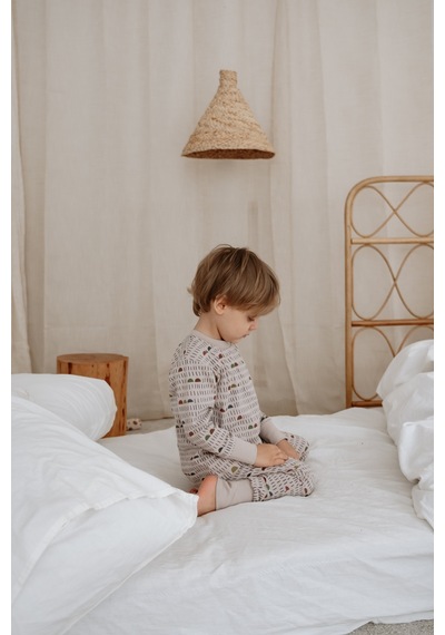 Geometrik Baskılı Color Shapes Çocuk Pijama Seti Gri