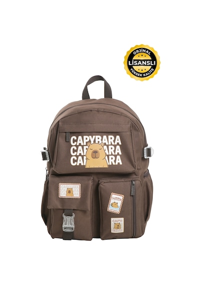 Capybara Orijinal Lisanslı Okul Çantası Sevimli Tasarım, Su Kahverengi