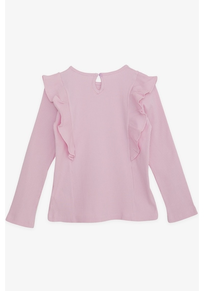 Breeze Kız Çocuk Uzun Kollu Bluz Fırfırlı 4-8 Yaş, Pembe