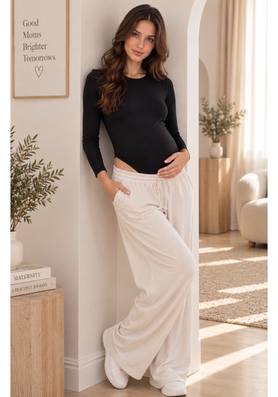 Luvmabelly Myra1900 Göbeği Kavrayan Çıtçıtlı Modal Hamile Body - Siyah