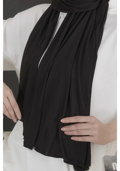 Penye Şal Tesettür Giyim, %100 Pamuk, Hafif, Rahat, Şık, Yüksek Kalite, Shawl, Scarf, Hijab, Shawl Siyah