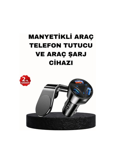 Manyetik Araç Telefon Tutucu Ve Hızlı Şarj Adaptörü 2 Li Set Çok Renkli