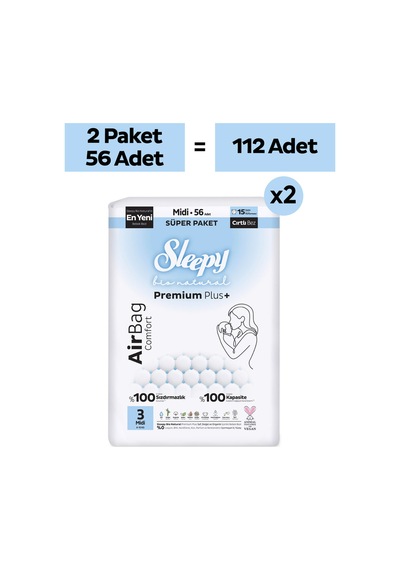 Bio Natural Premium Plus Airbag Comfort Avantaj Paketi Bebek Bezi 3 Numara Midi 112 Adet