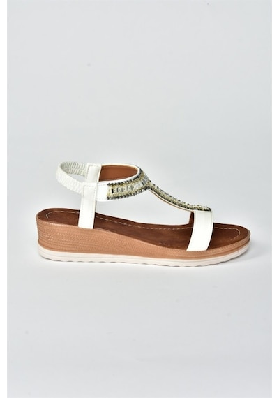 Fox Shoes Beyaz Taşlı Günlük Kadın Sandalet M258311009