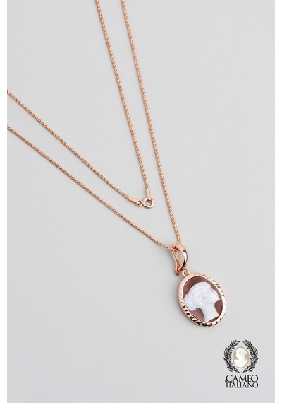 Cameo Italiano 18 Ayar Rose Altn Kaplama 50 Cm Gümüş Madalyon Kolye