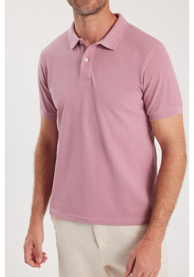 Tudors Erkek Slim Fit Dar Kesim Pamuklu Yumuşak Dokulu Serin Tutan Kumaş Düz Pike Lila Polo Yaka Tişört-33707 Lila