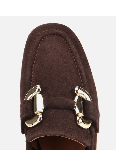 Hotiç Kadın Süet Deri Kahverengi Tokalı Klasik Loafer