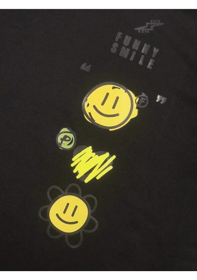 Startmore Unisex Emoji Özel Baskılı Kapüşonlu Oversize Sweatshirt Siyah Siyah