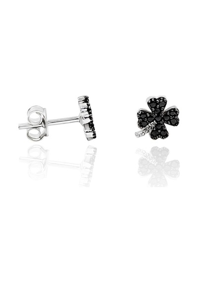 Yonca Modeli Taşlı Gümüş Küpe Vidalı Çocuk Boy Bayan Küpesi Kupe-