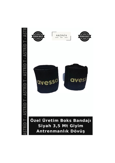 Özel Üretim Boks Bandajı Siyah 3,5 Mt Giyim Antrenmanlık Dövüş