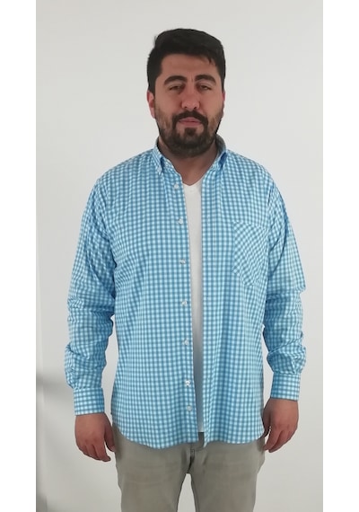 Tousus Regular Fit Pitikareli Likralı Erkek Gömlek Kls-4005-tss Turkuaz